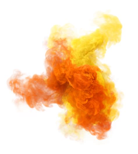 Yellow and orange puff of smoke. 3D render fog texture 13892378 PNG