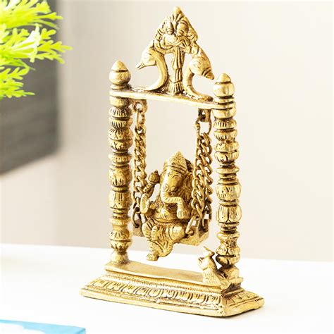 ExclusiveLane Swinging Ganesha Brass Showpiece for Home (Pure Brass ...