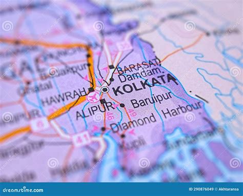 Kolkata on a Map of India with Blur Effect Stock Image - Image of ...