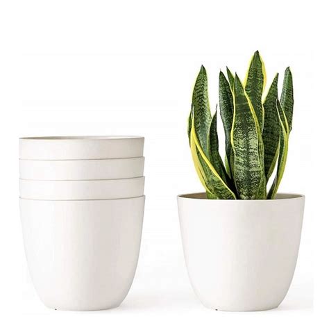 1 Piece of 6 inch plastic pot white Color : white Durable and light ...