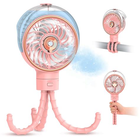 Ausic Stroller Fan with Mist, 100ml Misting Portable Fan for Stroller ...