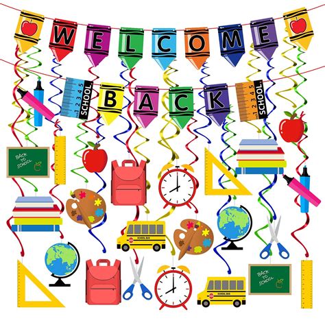 Buy Joy Bang Welcome Back Banner with Hanging Swirls for Classroom ...