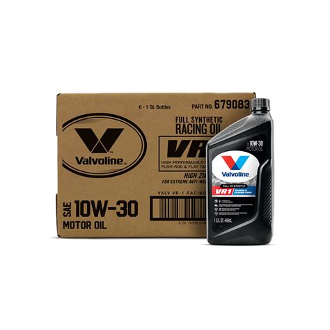 Valvoline 10W-30 VR1 Synthetic Racing Motor Oil - 1qt (Case of 6 ...