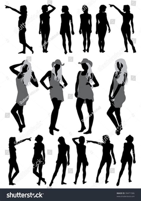 Silhouettes Young Woman Different Poses Stock Vector (Royalty Free) 39471586 | Shutterstock