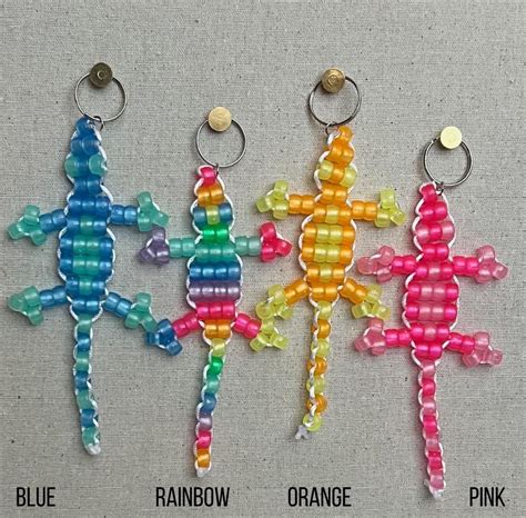 Glow in the Dark Lizard Bead Keychain: Retro Kandi Bag Charm - Etsy in ...