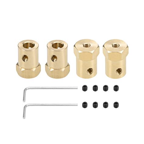 uxcell Hex Coupler 6mm Bore Motor Hex Brass Shaft Coupling Connector ...