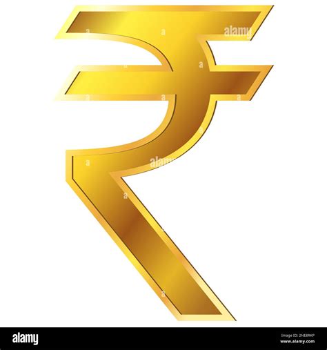 Indian Rupee INR currency golden sign in front view isolated on white background. Currency by ...
