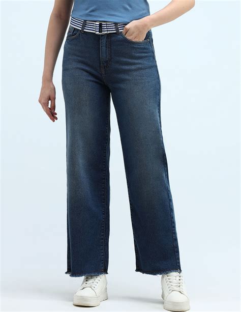 Buy Women High Rise Wide Leg Jeans Blue|U.S. Polo Assn. India