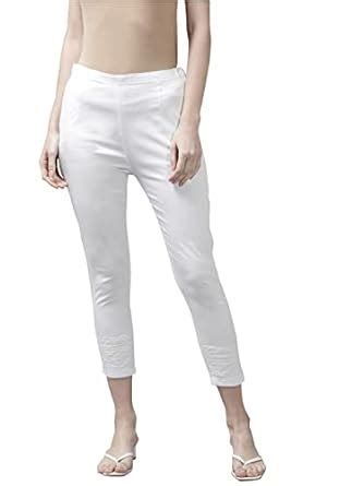 Buy Ada Indian Hand Embroidered Chikankari White Cotton Trouser Pant ...