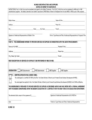 NY M/WBE 102 - Fill and Sign Printable Template Online