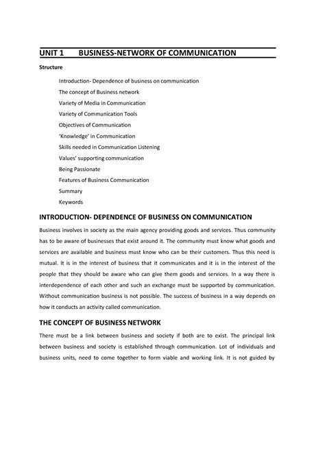 05 Business Communication - UNIT 1 BUSINESS-NETWORK OF COMMUNICATION ...