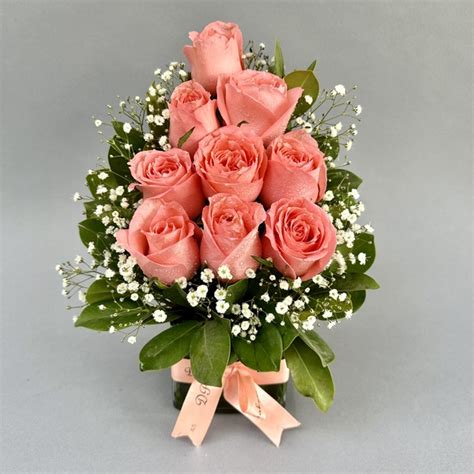 Pink Rose in Glass Vase - DP Saini Florist & Baker's