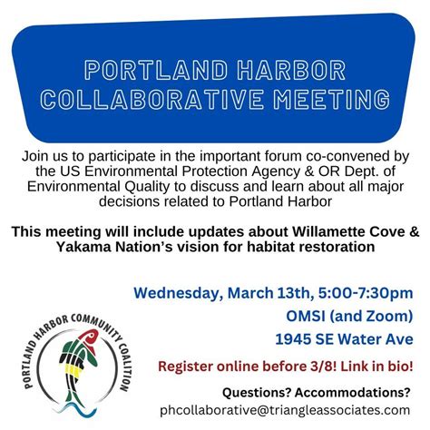 Portland Harbor Collaborative Group Quarterly Meeting, Oregon Museum of ...