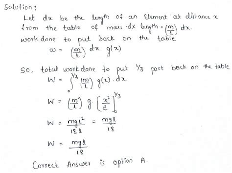 a uniform chain of mass m and length l overhangs a table with its two ...