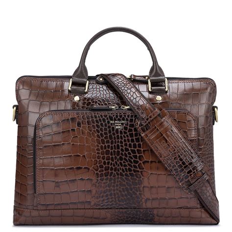 Brown Croco Leather Computer Sleeve - Upto 14" – Da Milano