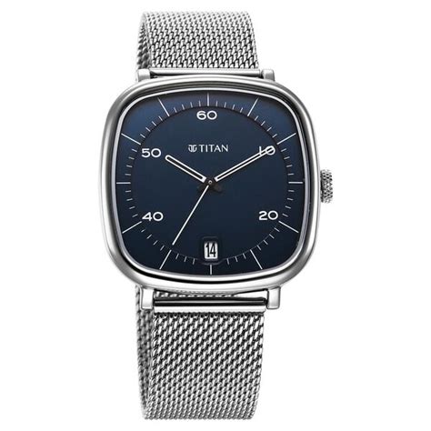 Titan Neo Curve Quartz Analog with Date Blue Dial Stainless Steel Stra