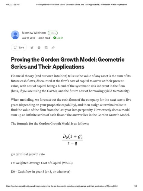 Image result for Gordon Groth Model Example