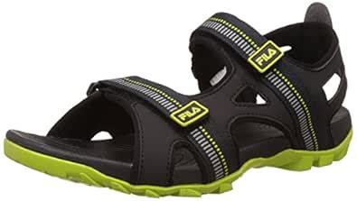 Fila Men's Warmer Black and Lemon Green Sandals and Floaters - 9 UK ...