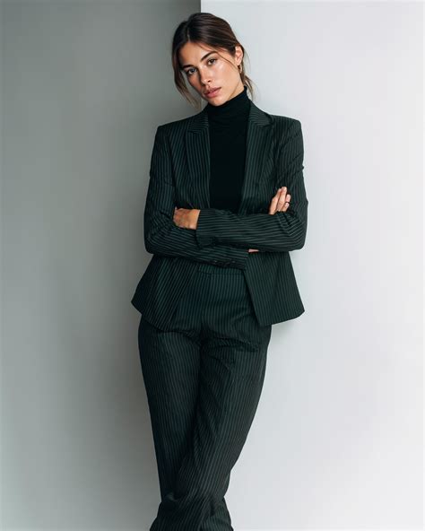 Dark Pinstriped Business Suit with Black Turtleneck | Sumissura