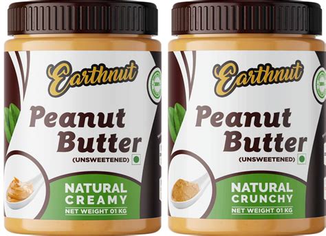 Earthnut All Natural Peanut Butter Combo Creamy Crunchy 100% Roasted ...