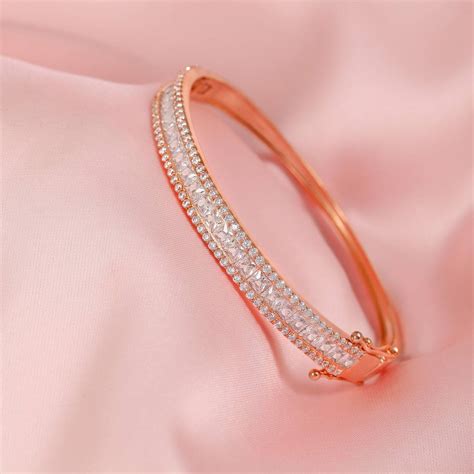 Shop for One line CZ Rhodium Plated Women's Bracelet online by Zavya
