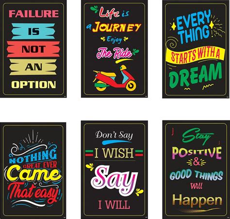 Editone international (Combo Of 6 Quotes Gym Motivational Wall Poster ...