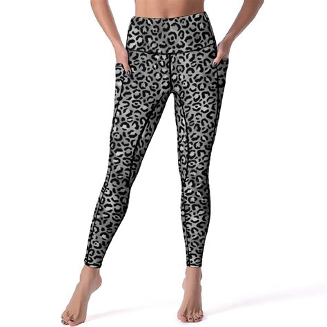 Elegant Brown Leopard Leggings Pockets Wild Animal Print Custom Yoga ...