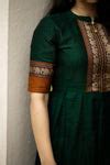 Ladies Dark Green Pure Narayanpet Cotton Collar Neck Long Dress - Women ...