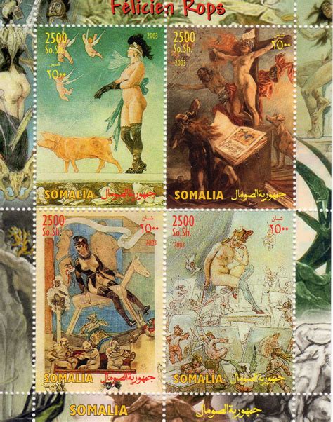 Somalia 2003 Felicien Rops Nudes Paintings Sheetlet (4) Perforated MNH | Africa - Somalia ...
