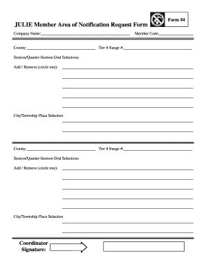 Fillable Online Form 4 JULIE Member Area of Notification Request Form ...