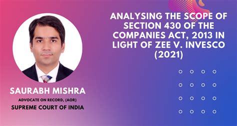 ANALYSING THE SCOPE OF SECTION 430 OF THE COMPANIES ACT, 2013 IN LIGHT ...