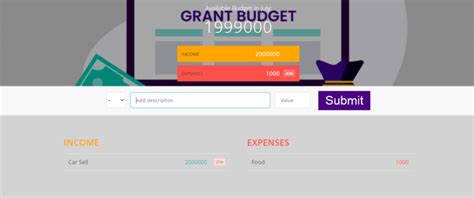HTML CSS JavaScript Budgeting Application 的图像结果