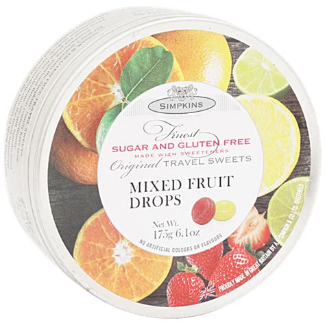 Buy Simpkins Travel Sweets - Sugar & Gluten Free Mixed Fruit 175 gm Tin ...