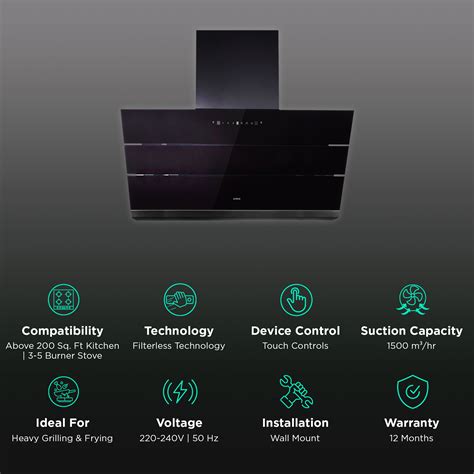 Buy elica EFL S 901 ULTRA HAC LTW VMS 90cm 1500m3/hr Ductless Auto ...