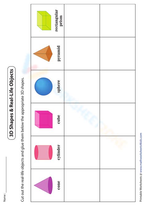 3D Shapes & Real-Life Objects Worksheet