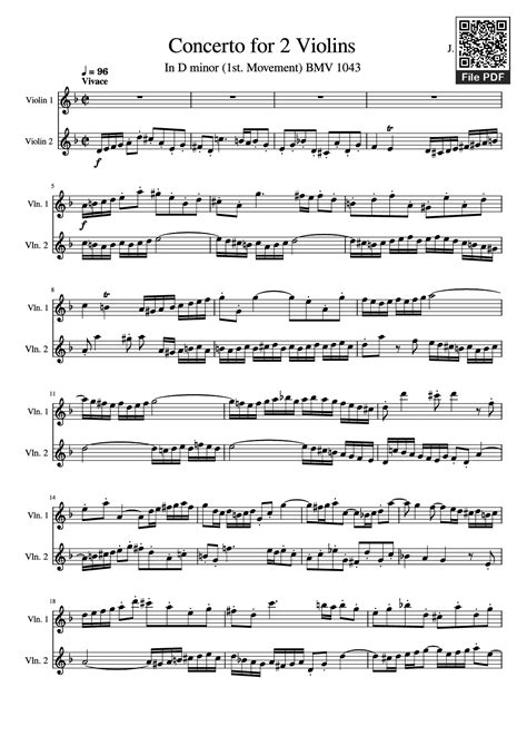[Sheet] Concerto for 2 Violins PDF lyrics & chords