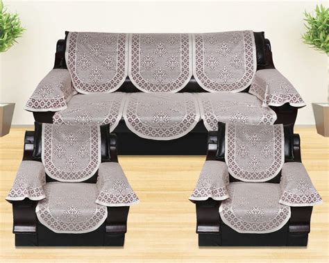Buy GOLDENIZ Net Damas Flower Printed Sofa Cover with 6 Arm Set of 5 ...