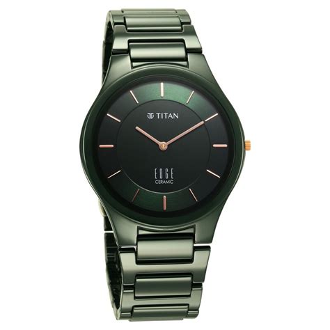 Buy Online Titan Edge Ceramic Quartz in Glossy Green Dial Watch for Men ...