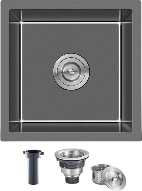 ROVATE 15 inch Black Bar Sink Undermount, Small Black Nano Kitchen Sink ...