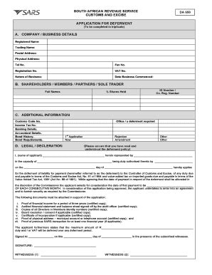 South African Revenue Service DA 650 - Blank Fillable Template | Fill ...