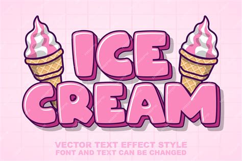 Ice cream food logo 3d editable text effect font style template ...