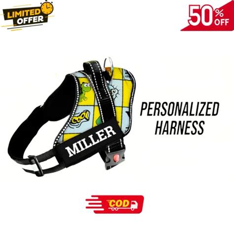DogsMart Personalised Easy On Dog Harness with Custom Name & Adjustable ...