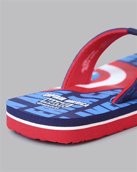 Captain America Printed Navy Blue Flip-Flops For Kids Boys – Kidsville