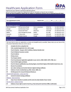 MPA Recruitment Healthcare Application Form - Blank Fillable Template ...