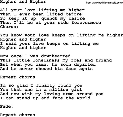 Dolly Parton song: Higher And Higher, lyrics