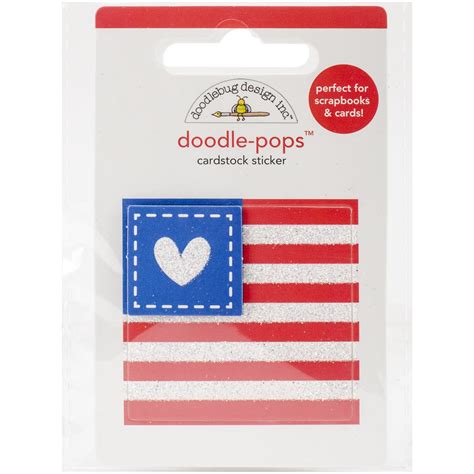 Buy Doodlebug Patriotic Doodle-Pops Embellished 3D Stickers, Red/White ...