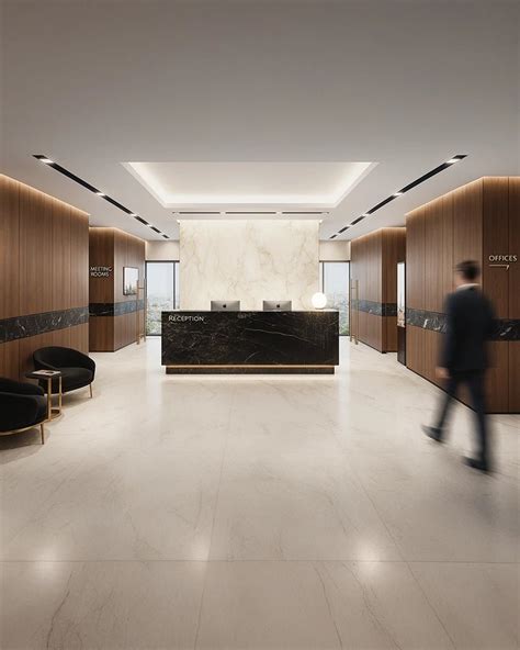 Executive Corporate Lobby with Black Marble & Walnut Paneling – Davinciya