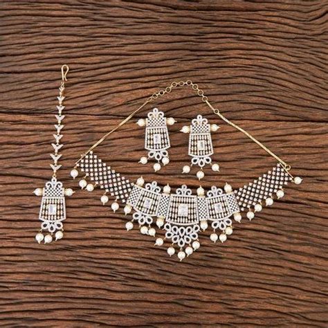 CZ Necklace Set - Delicate Cubic Zirconia Necklace Set With Rhodium ...
