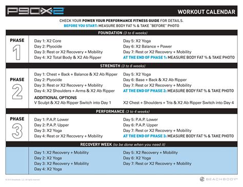 P90x Workout Calendar