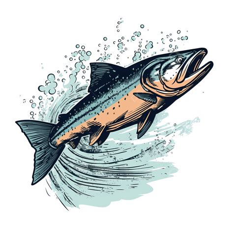 Salmon Fish Jumping Retro, Salmon, Fish, Jumping PNG Transparent Image ...